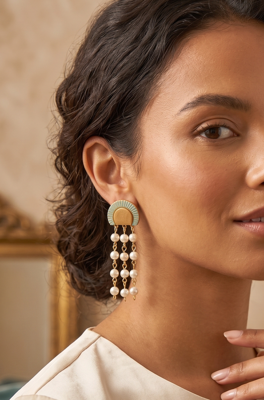 Darreth Terracotta Earrings with Pearls - Elegant Jewelry for Every Occasion - Anusangi Collections