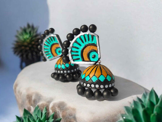 Aachal Ethnic Terracotta Jhumka Earrings - Anusangi Collections