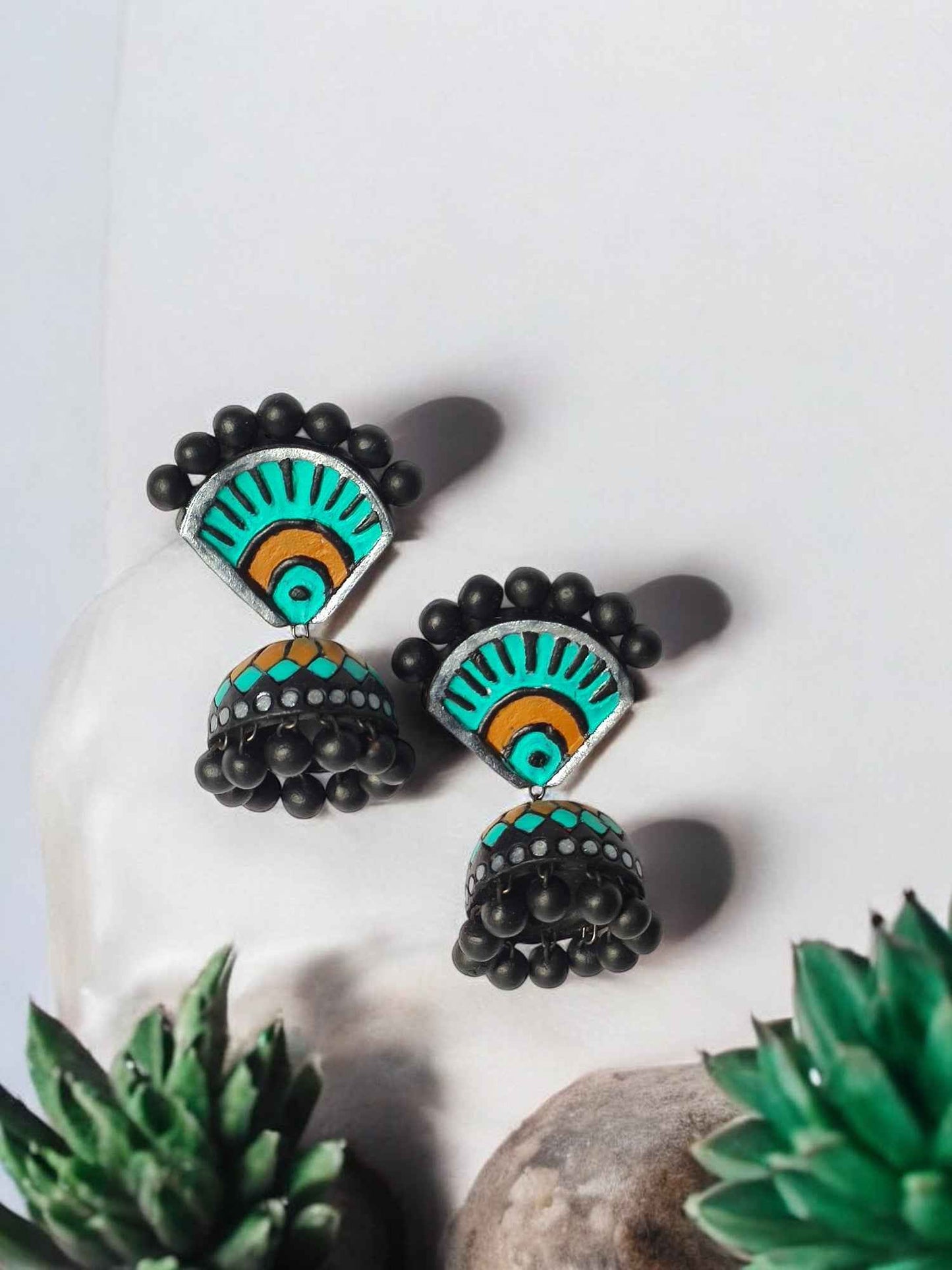 Aachal Ethnic Terracotta Jhumka Earrings - Anusangi Collections
