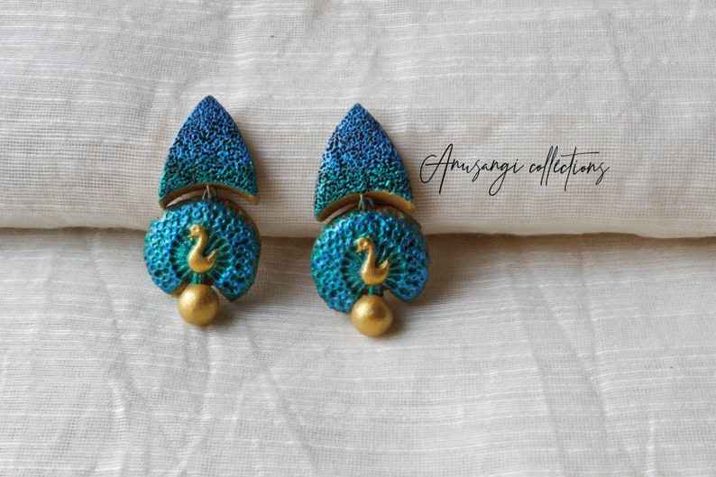 "Nelamangala Mayura" - Terracotta Jewelry Set - Anusangi Collections