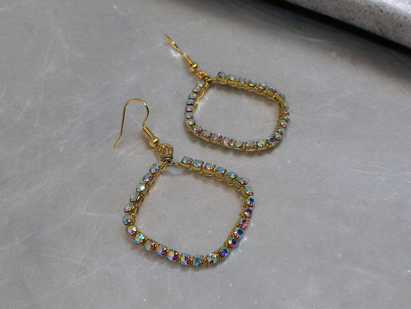 Annika square beaded earrings from Anusangi Collections with colorful beads and gold-tone hooks