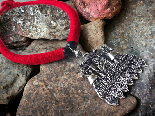 Doli Motifs Brass Necklace Set with Silver Details - Anusangi Collections