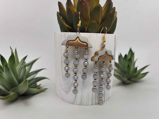 "Boho Chic Gray"- Terracotta Earrings - Anusangi Collections