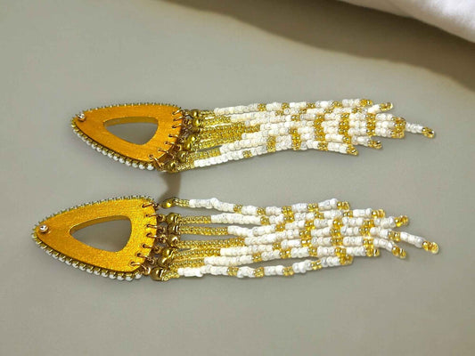 Boho Gold Beaded Earrings Handmade - Anusangi Collections