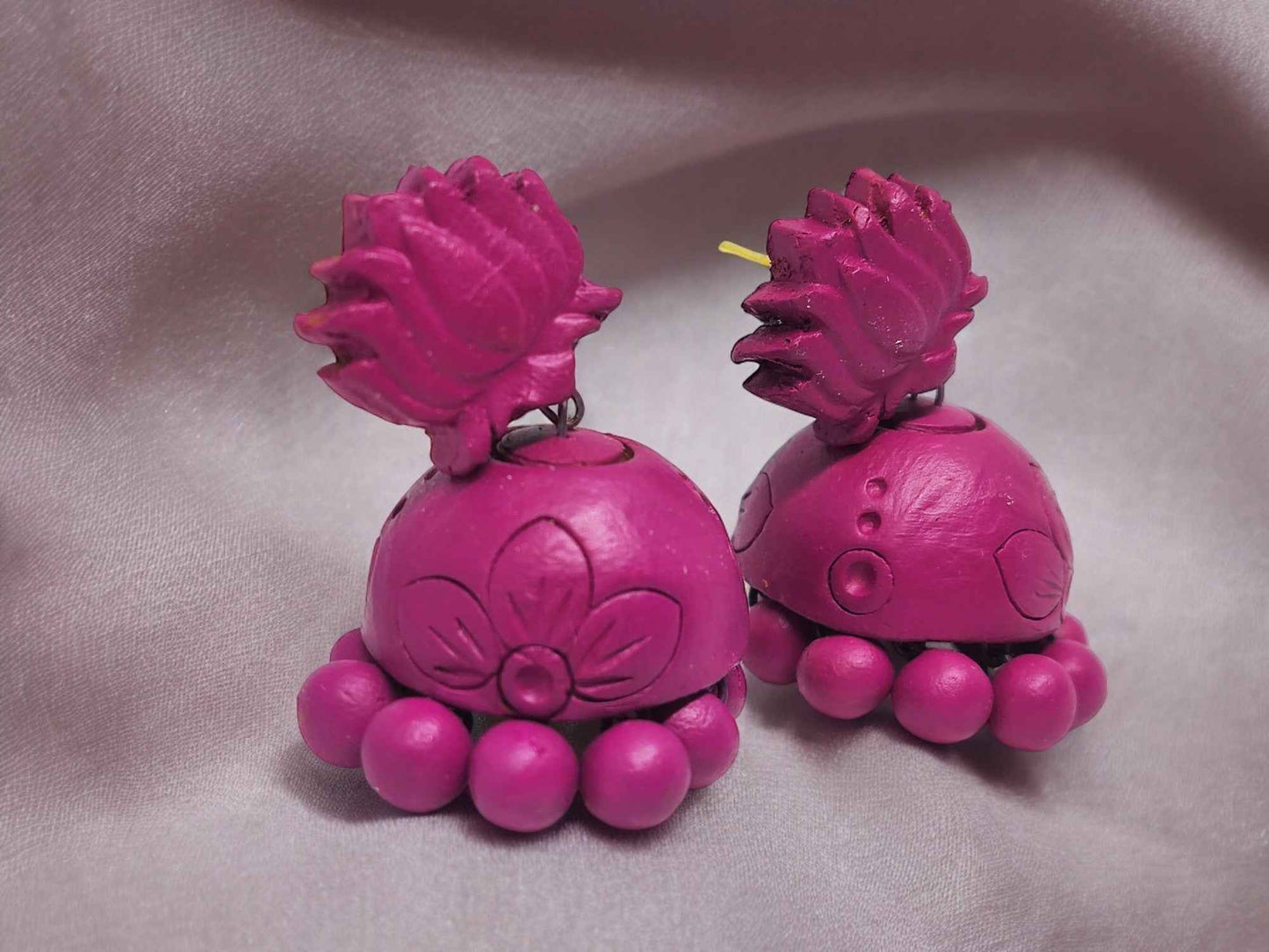 Lotus - Inky Pinky Terracotta Earring Online - Anusangi Collections