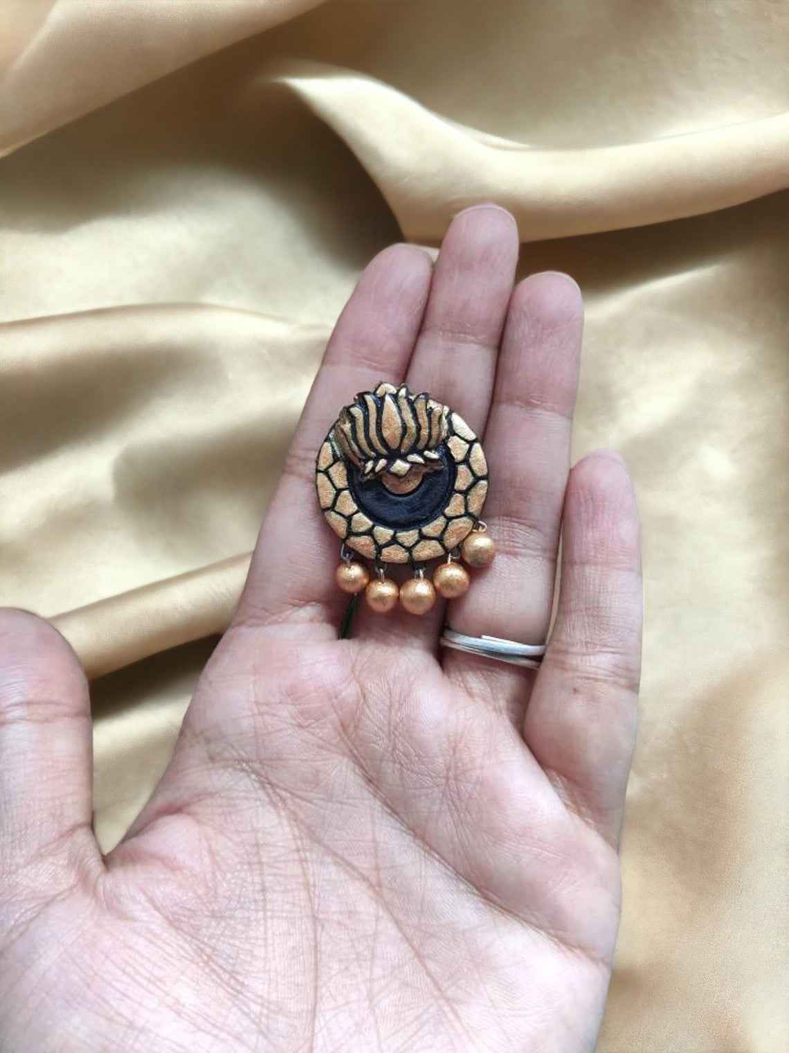 "Golden Lotus" - Terracotta Jewelry Set - Anusangi Collections