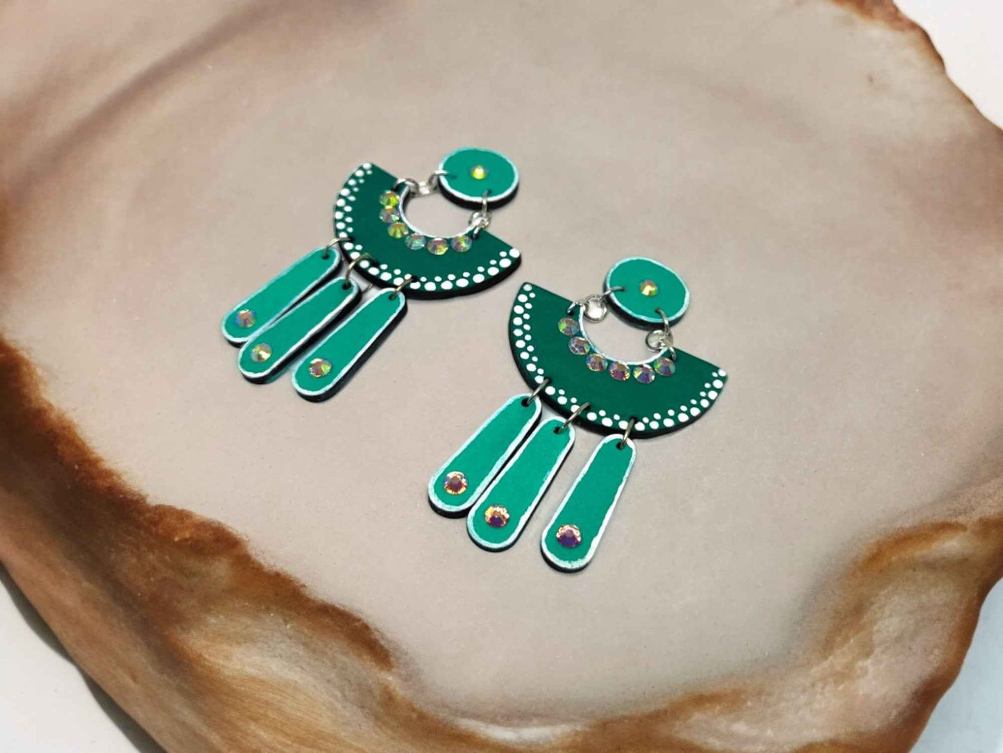 Ruhi - Green wooden Earrings - Anusangi Collections