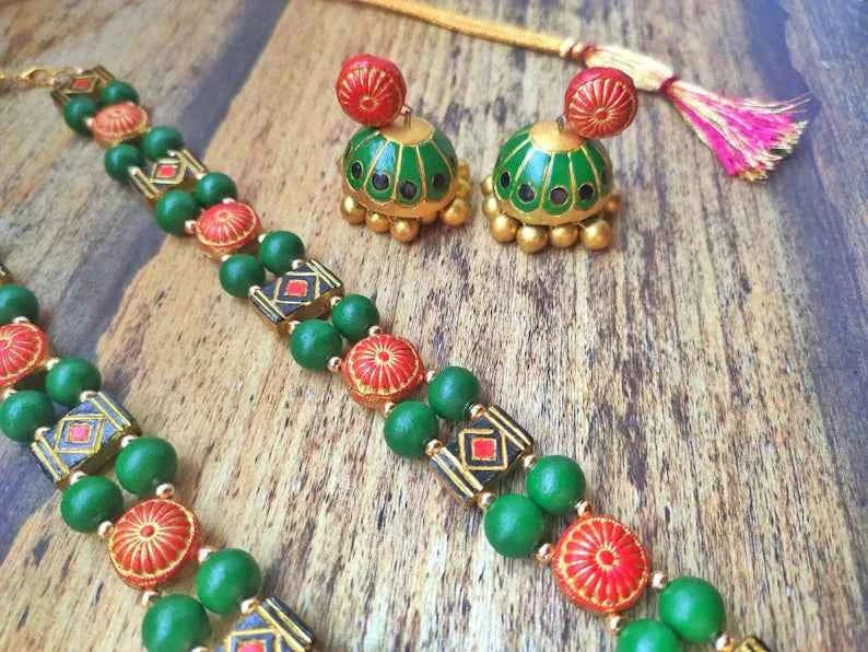 "Sudarshan Chakra" - Terracotta Jewelry Set - Anusangi Collections