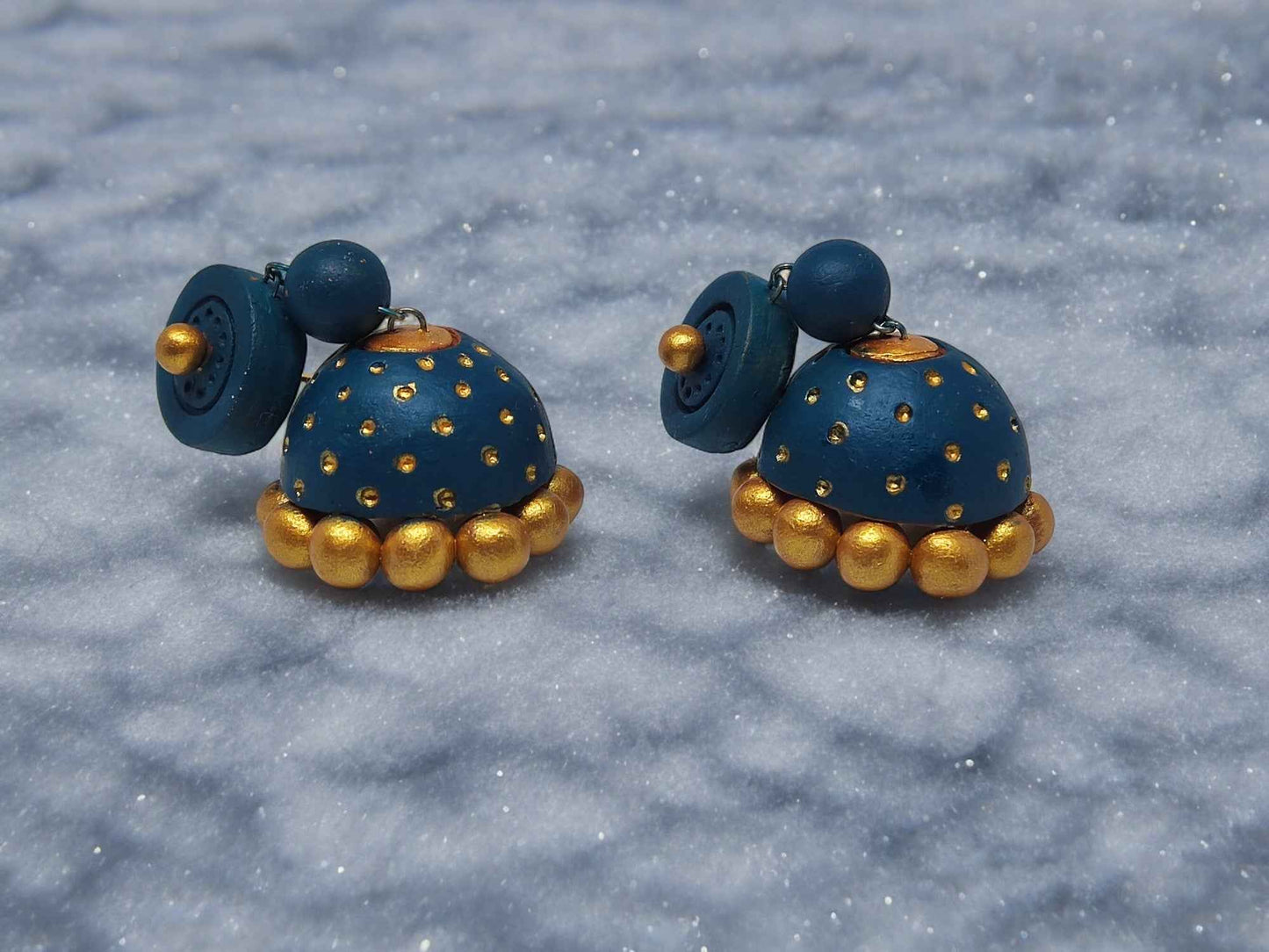 Peacock Blue Terracotta Jewelry set - Anusangi Collections