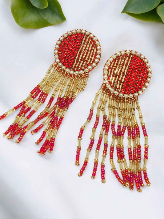 Handstitched Beaded Embroidery Earrings - Anusangi Collections