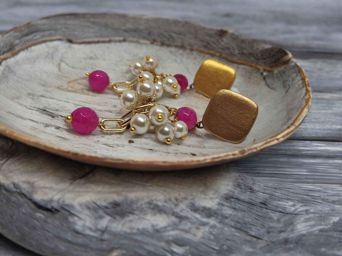"Ishana" Terracotta Earrings with Pearls - Anusangi Collections