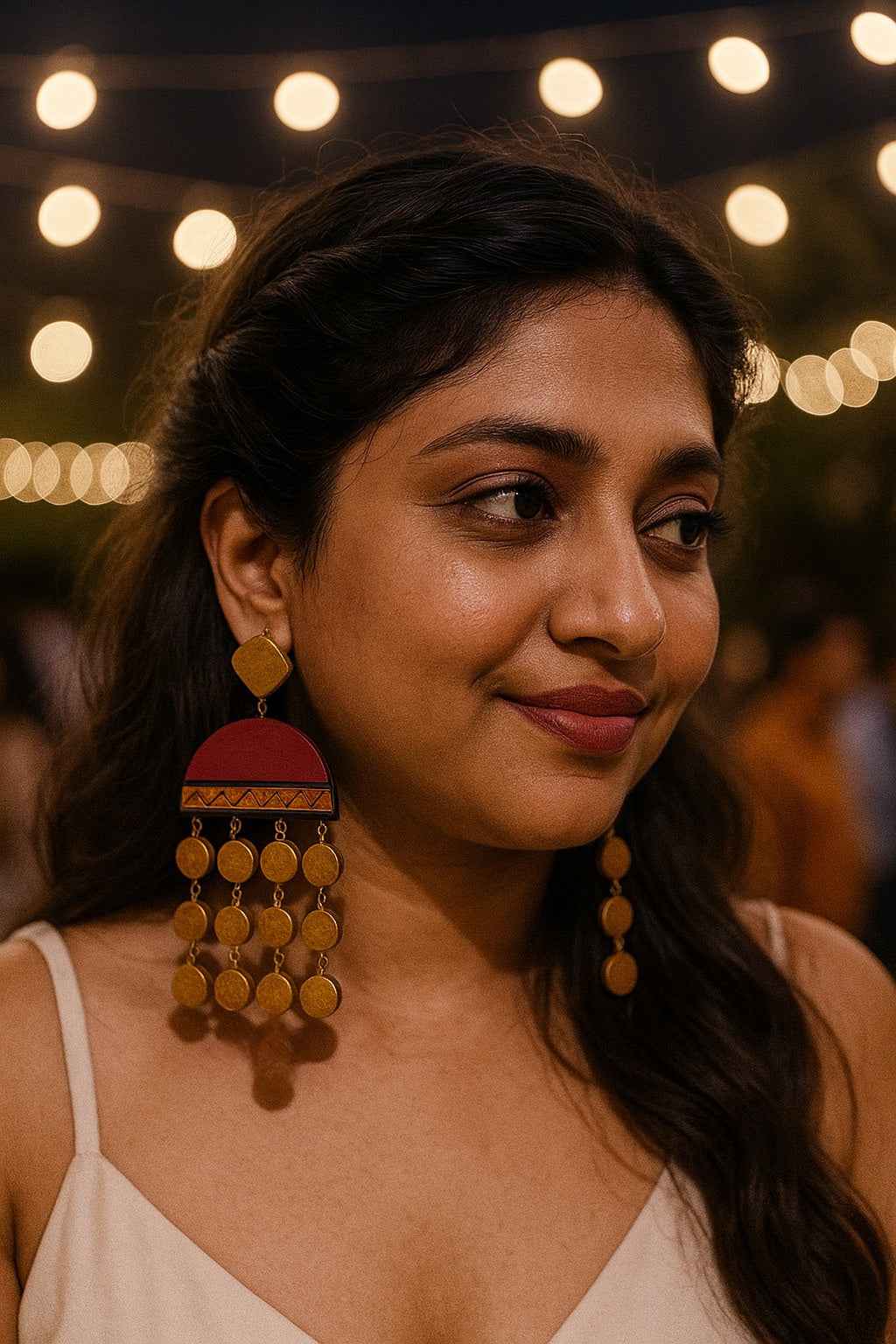 "Ishani"- Long Earrings Terracotta Anusangi Collections - Anusangi Collections