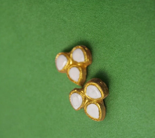 Terracotta ivory green jewelry set earrings by Anusangi Collections with gold and white design