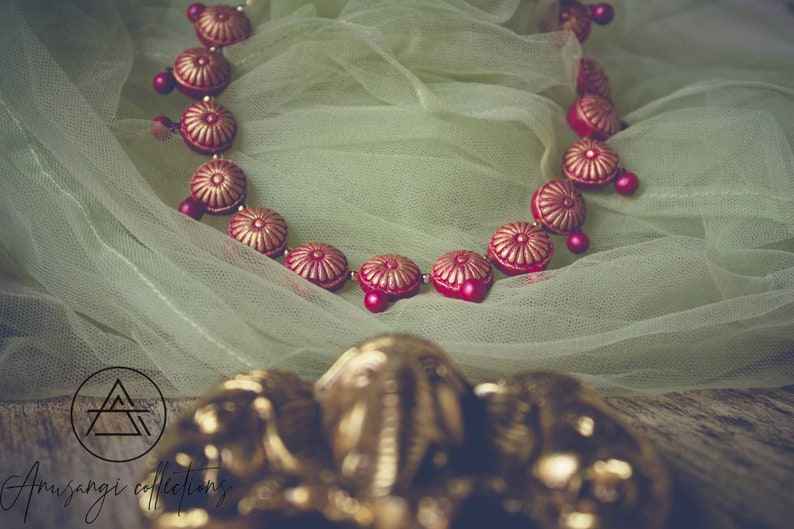 "Laal Chakra Phool" - Necklace Terracotta Jewelry Set - Anusangi Collections