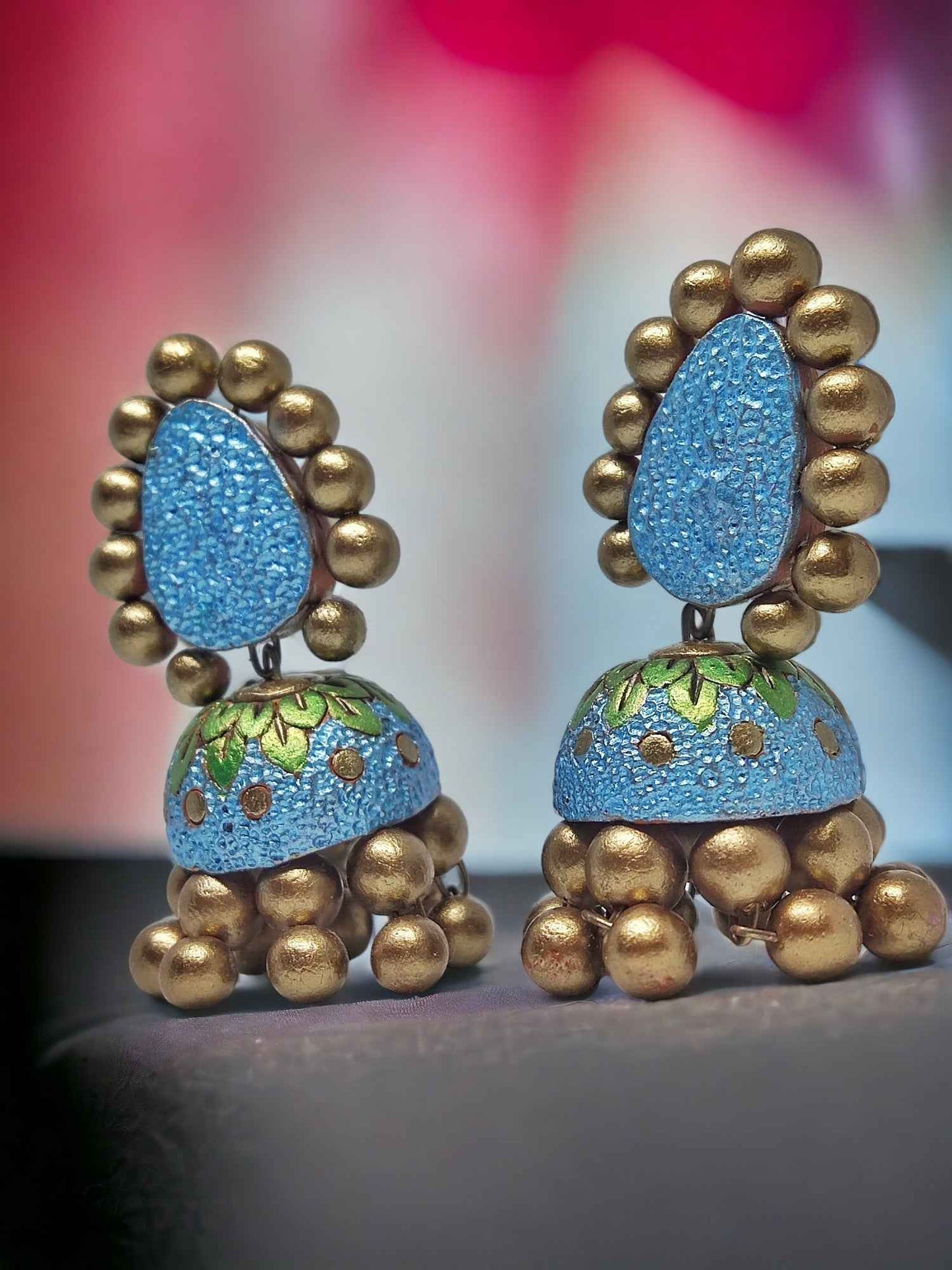 "Lakshita" - Terracotta jhumka earrings - Anusangi Collections