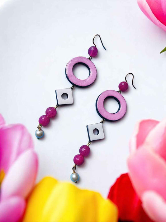 Mahika Long handmade terracotta earrings by Anusangi Collections - Anusangi Collections