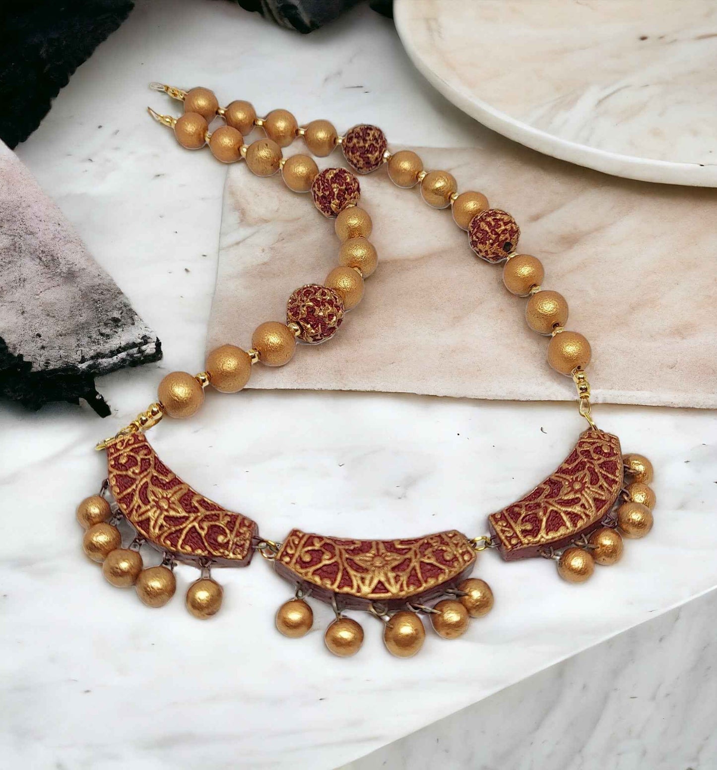 "Nysa" - terracotta necklace Jewelry Set - Anusangi Collections