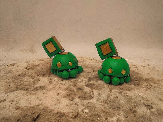 Parrot Green Terracotta Jhumka - Anusangi Collections