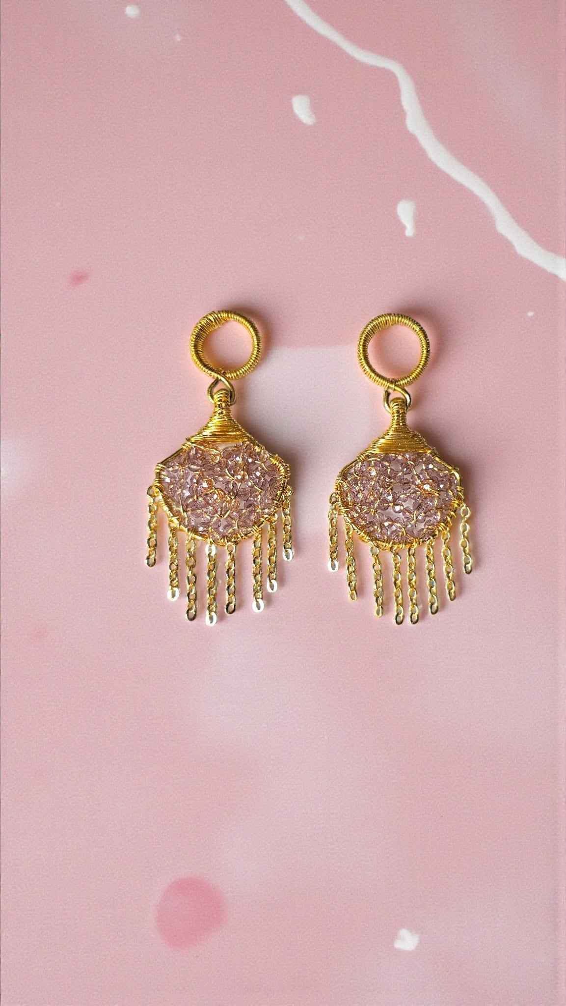 Amber Web Chandelier Wrap Earrings - Anusangi Collections