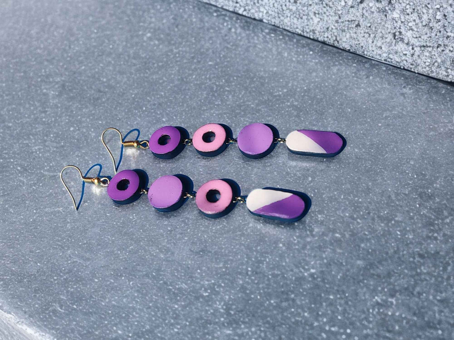 Purple Statement Earrings Terracotta - Anusangi Collections