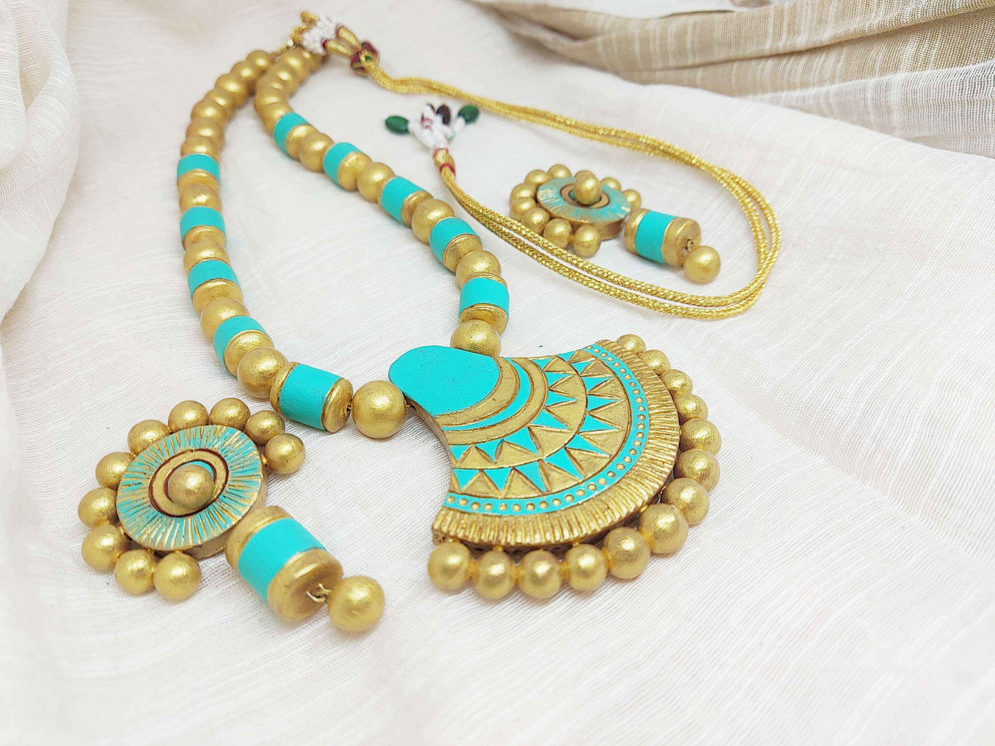 "Sea Green" Terracotta Jewelry Set Anusangi Collections - Anusangi Collections