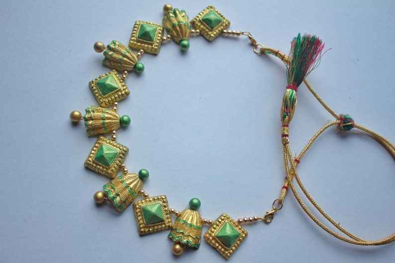 "Shikhara" - Traditional Golden Necklace Set - Anusangi Collections