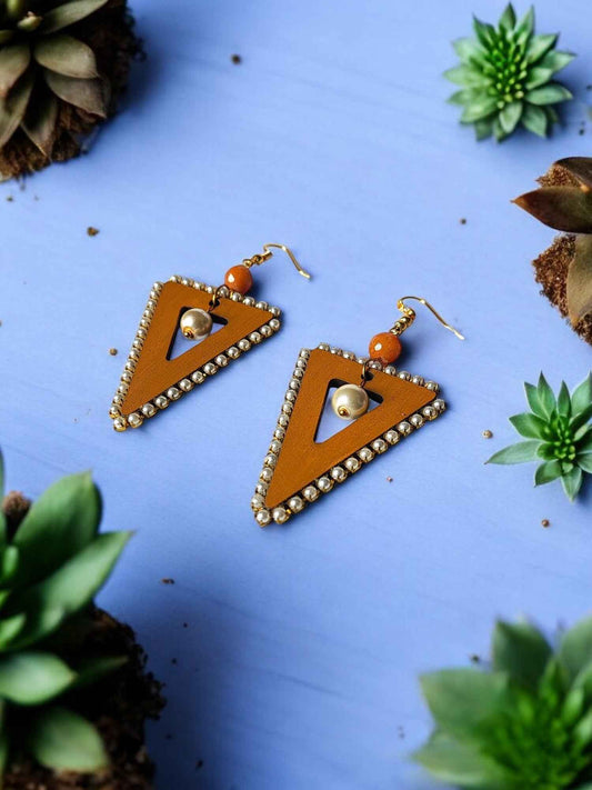 Triangle Statement Earrings Beaded - Anusangi Collections
