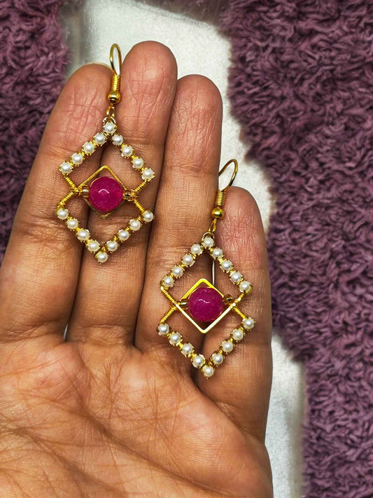 "Urishilla" - Geometric Beaded Earrings - Anusangi Collections