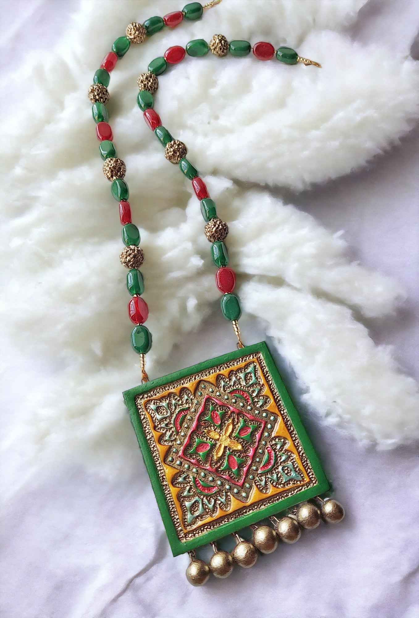 "Vasudha" - Terracotta Necklace and Earrings Set - Anusangi Collections