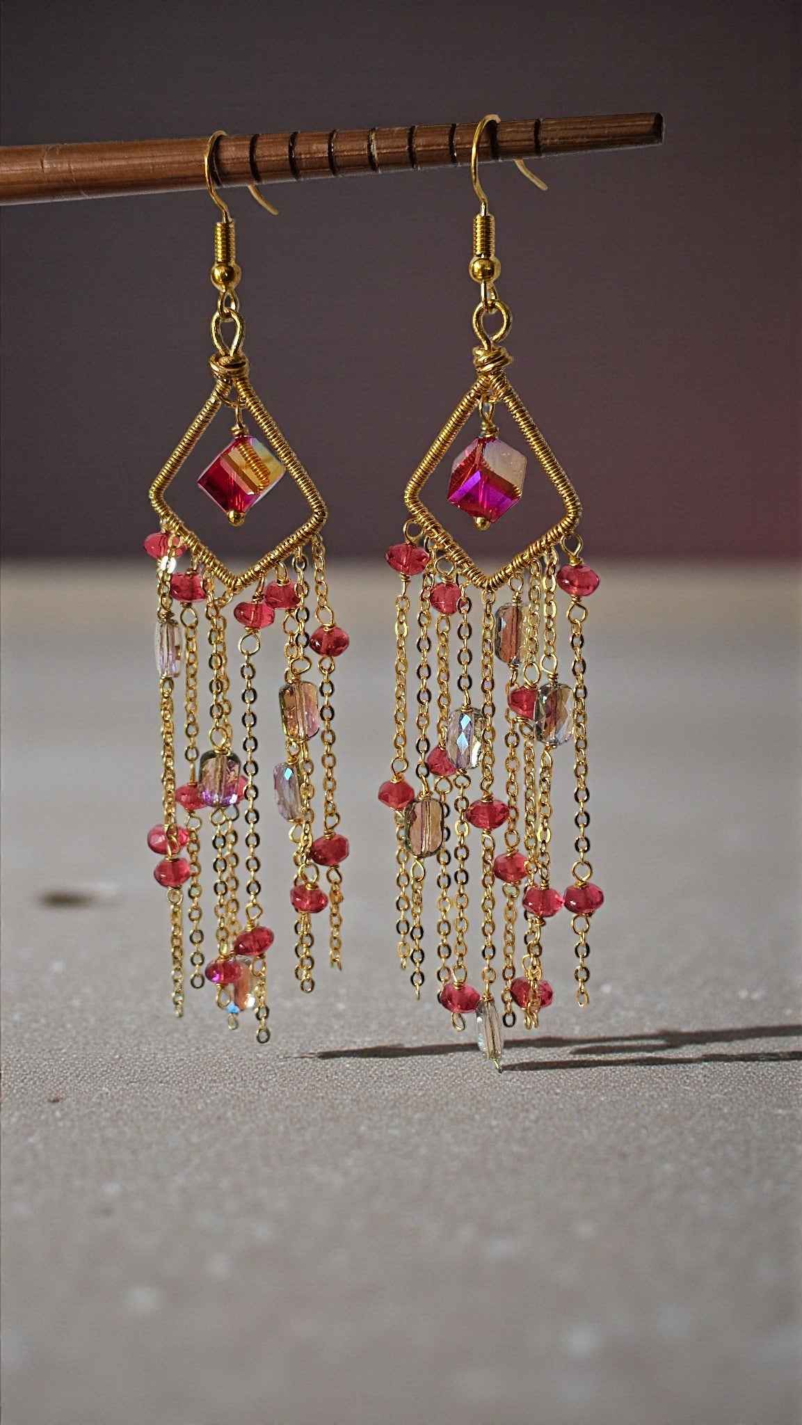Rose Aurora Cascade Beaded Earrings - Anusangi Collections