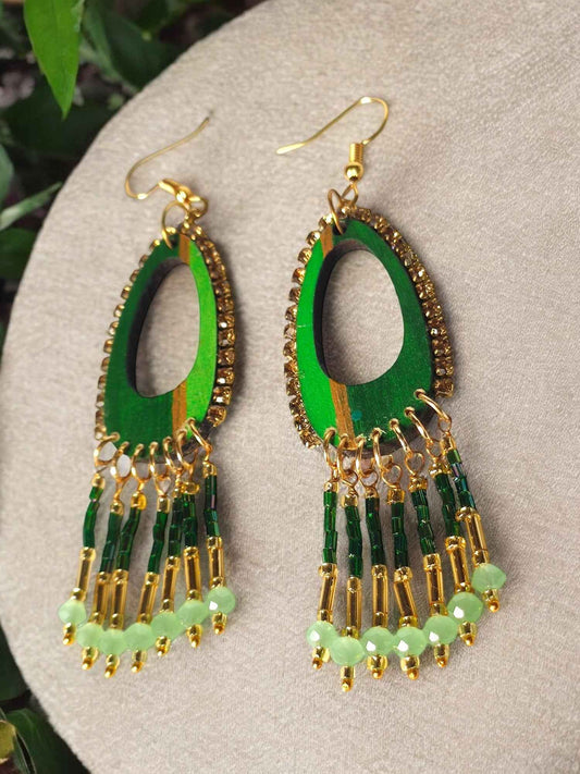 Shades of Green Dangle Earrings - Anusangi Collections