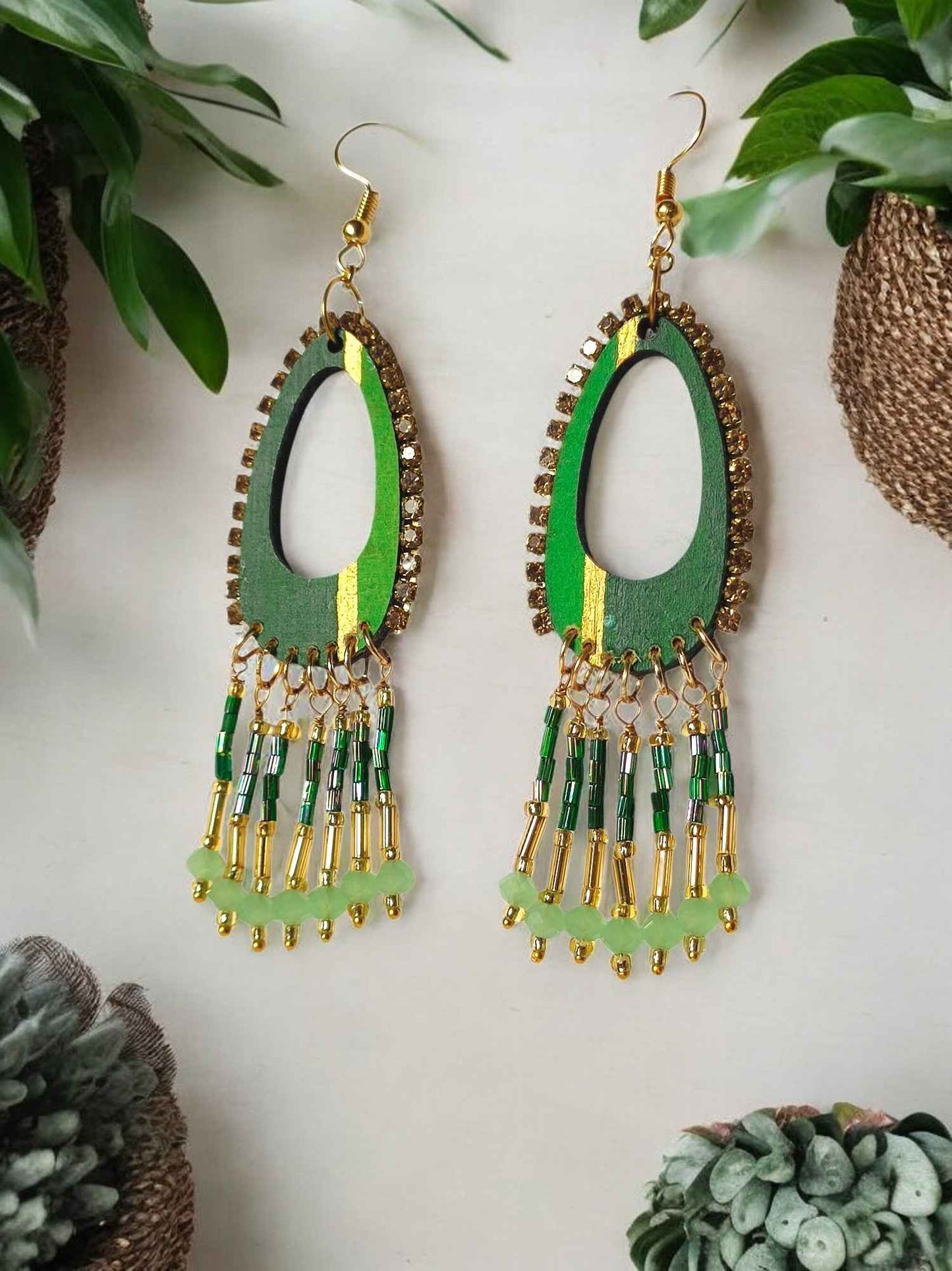 Shades of Green Dangle Earrings - Anusangi Collections