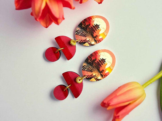 Wooden Statement Earrings for Women - Anusangi Collections