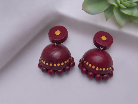 Ela - Bottle Green Terracotta Jhumka Earrings