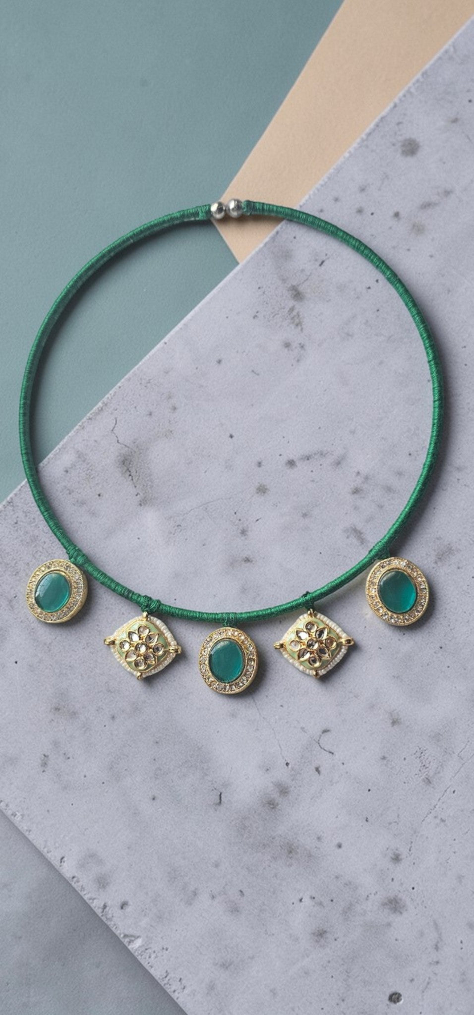 Handcrafted Emerald Green & Kundan Statement Choker Necklace