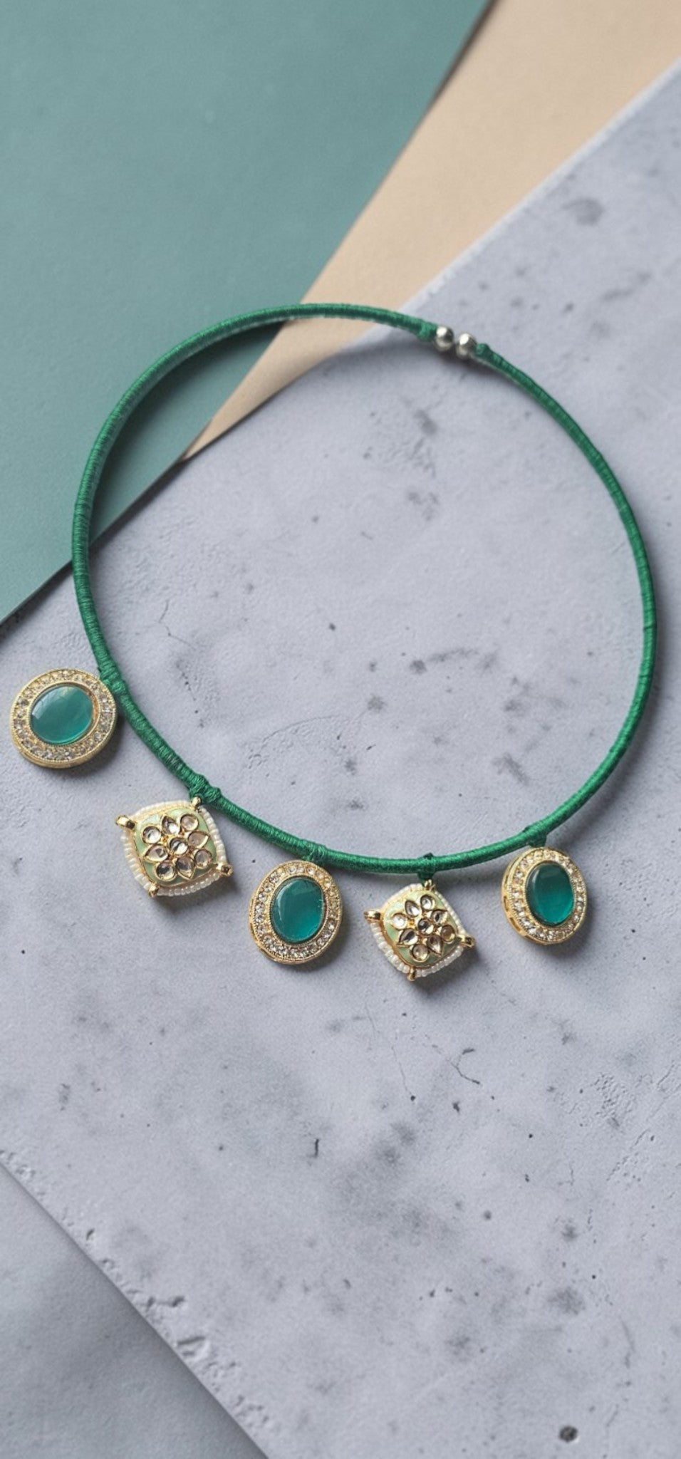 Handcrafted Emerald Green & Kundan Statement Choker Necklace