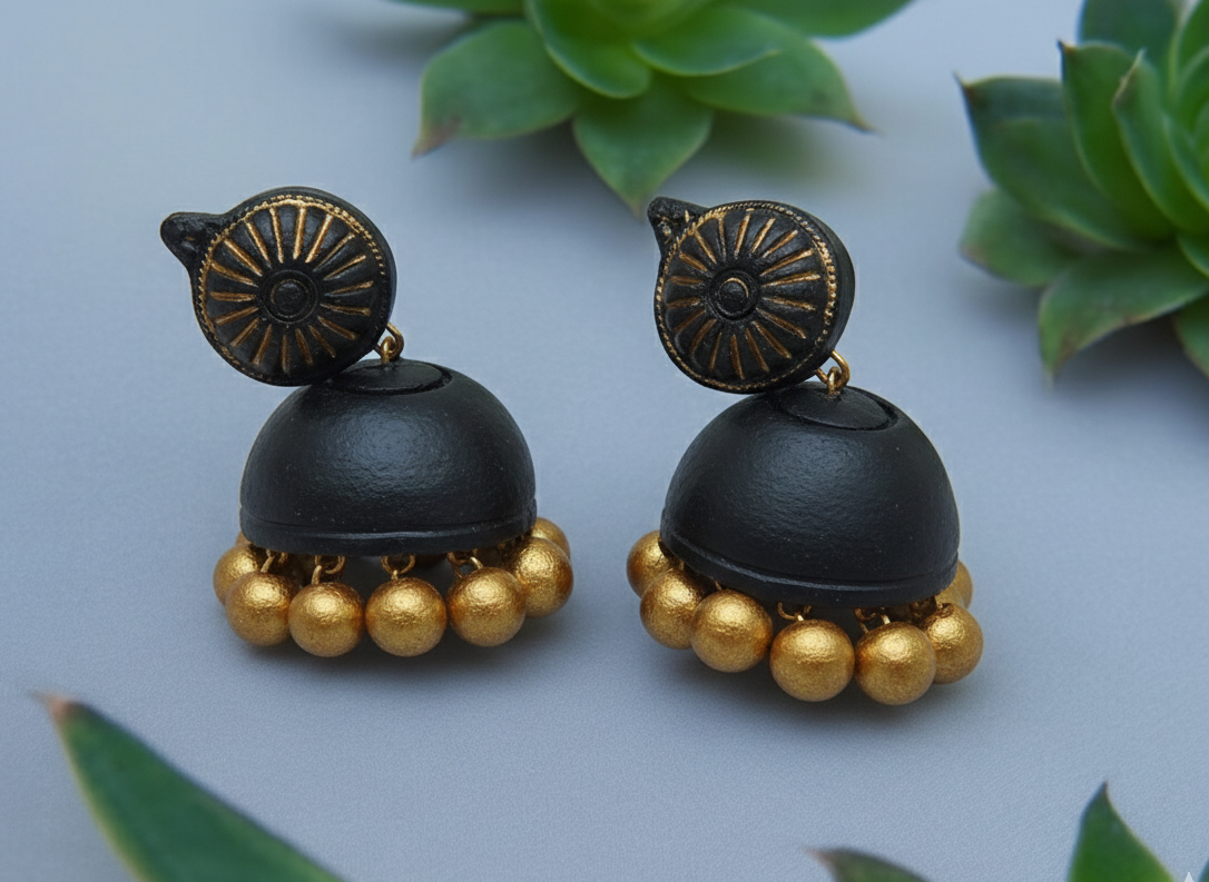 Amiya - Terracotta jhumka Earrings - Anusangi Collections