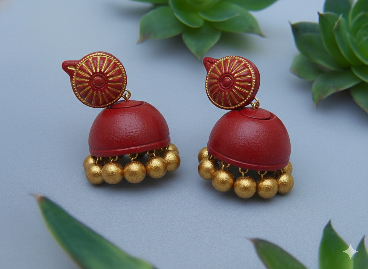 Amiya - Terracotta jhumka Earrings - Anusangi Collections
