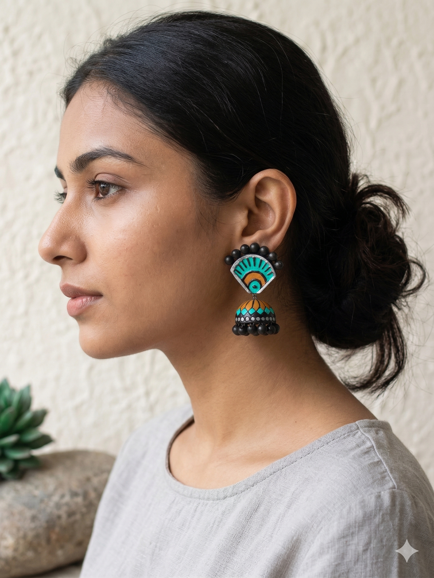 Aachal Ethnic Terracotta Jhumka Earrings
