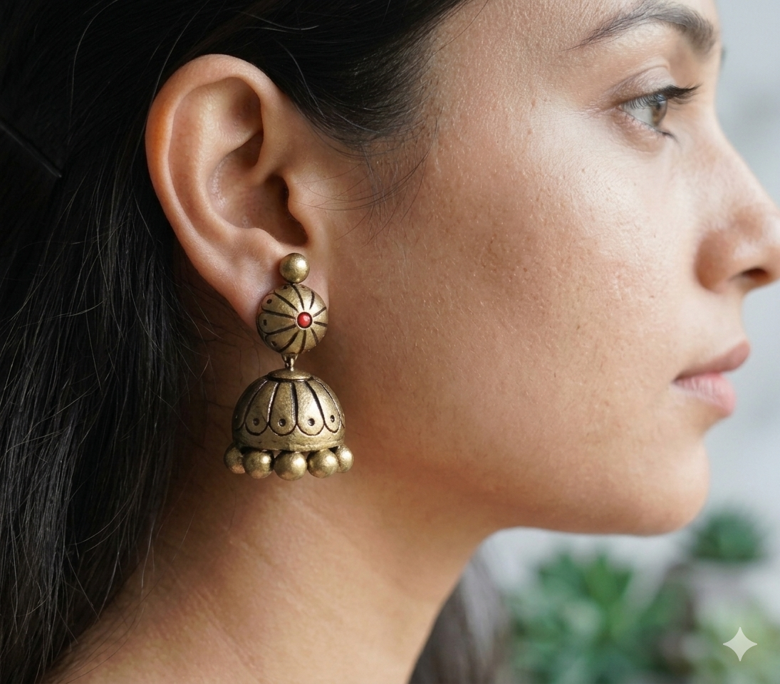 Rachana Terracotta Jhumka Earrings - Anusangi Collections