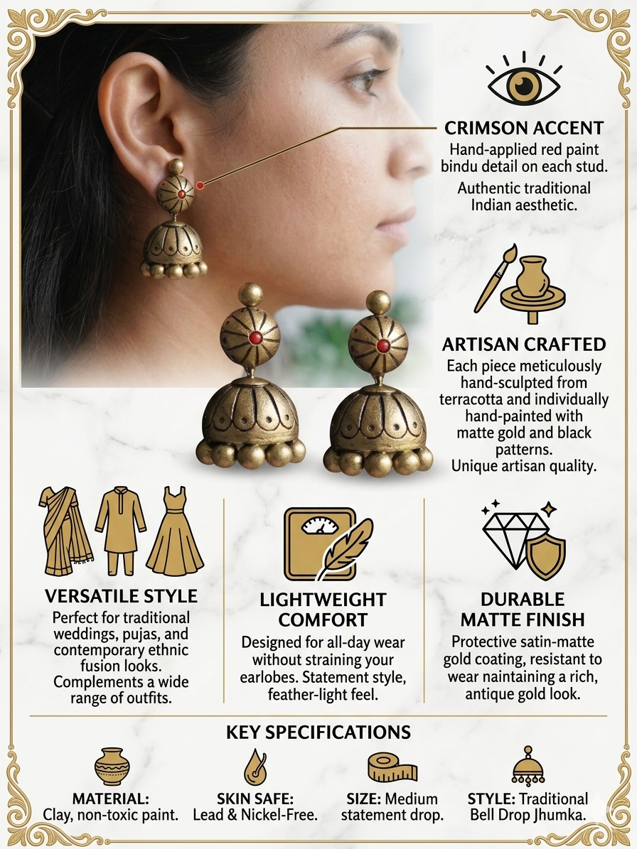Rachana Terracotta Jhumka Earrings - Anusangi Collections