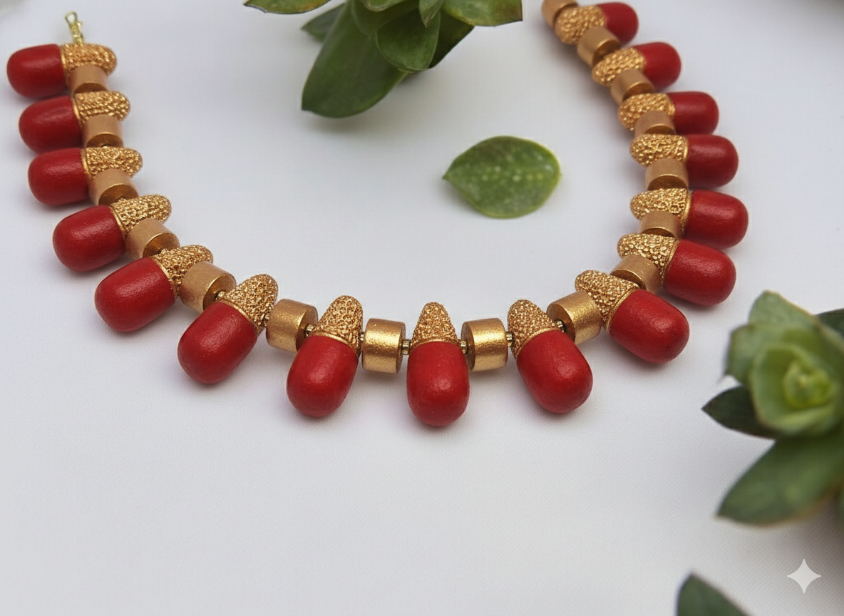 Raktima - Terracotta Necklace set - Anusangi Collections