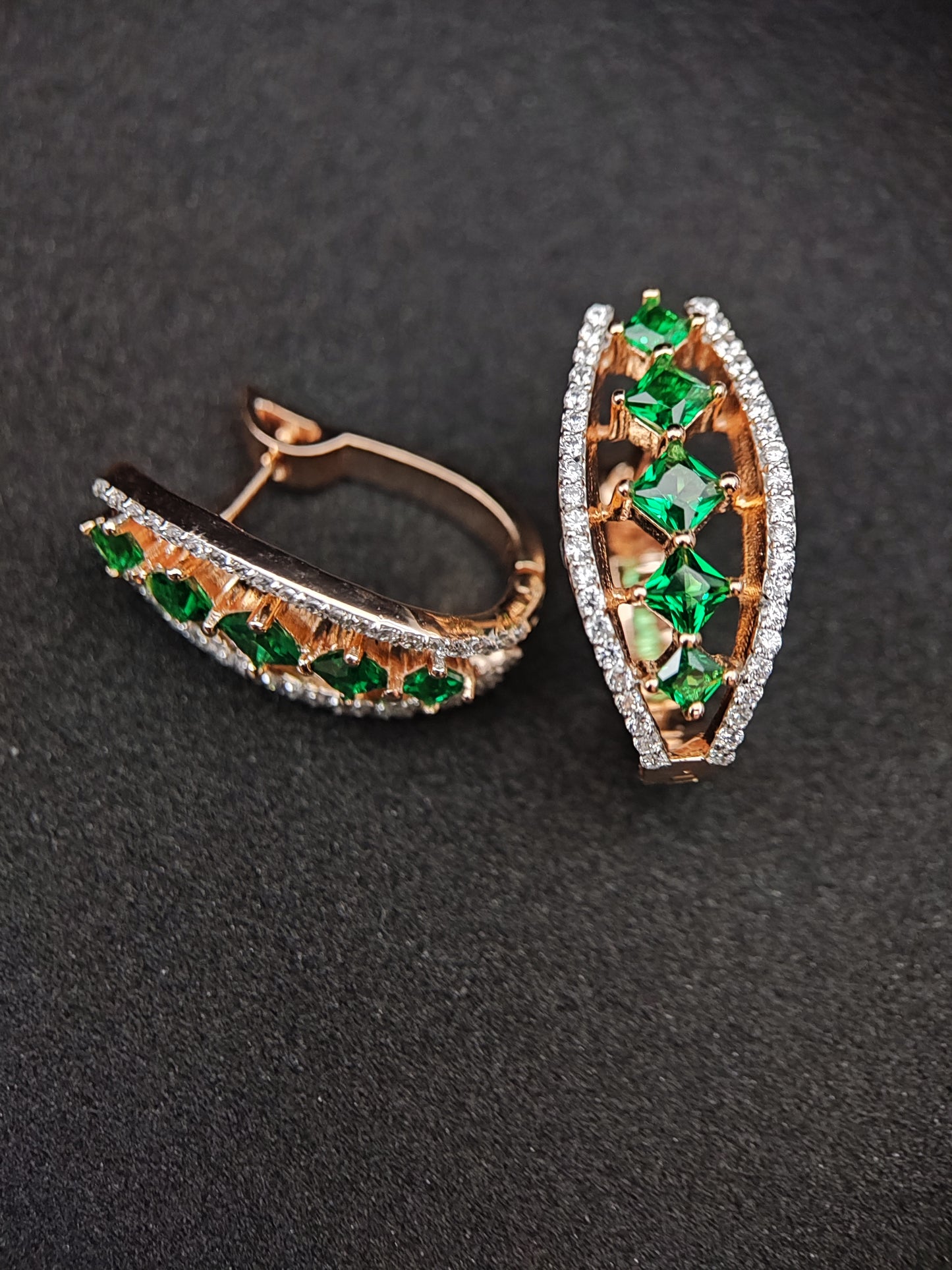 Green Sterling Silver Earrings