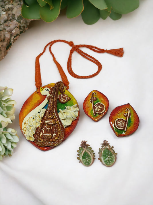 Enhance your jewelry collection with the Rajhans Jewelry Set, crafted from high-quality mouldit clay. This unique material allows for intricate designs and lasting durability. Unleash your style with this expertly crafted set, perfect for any occasion.