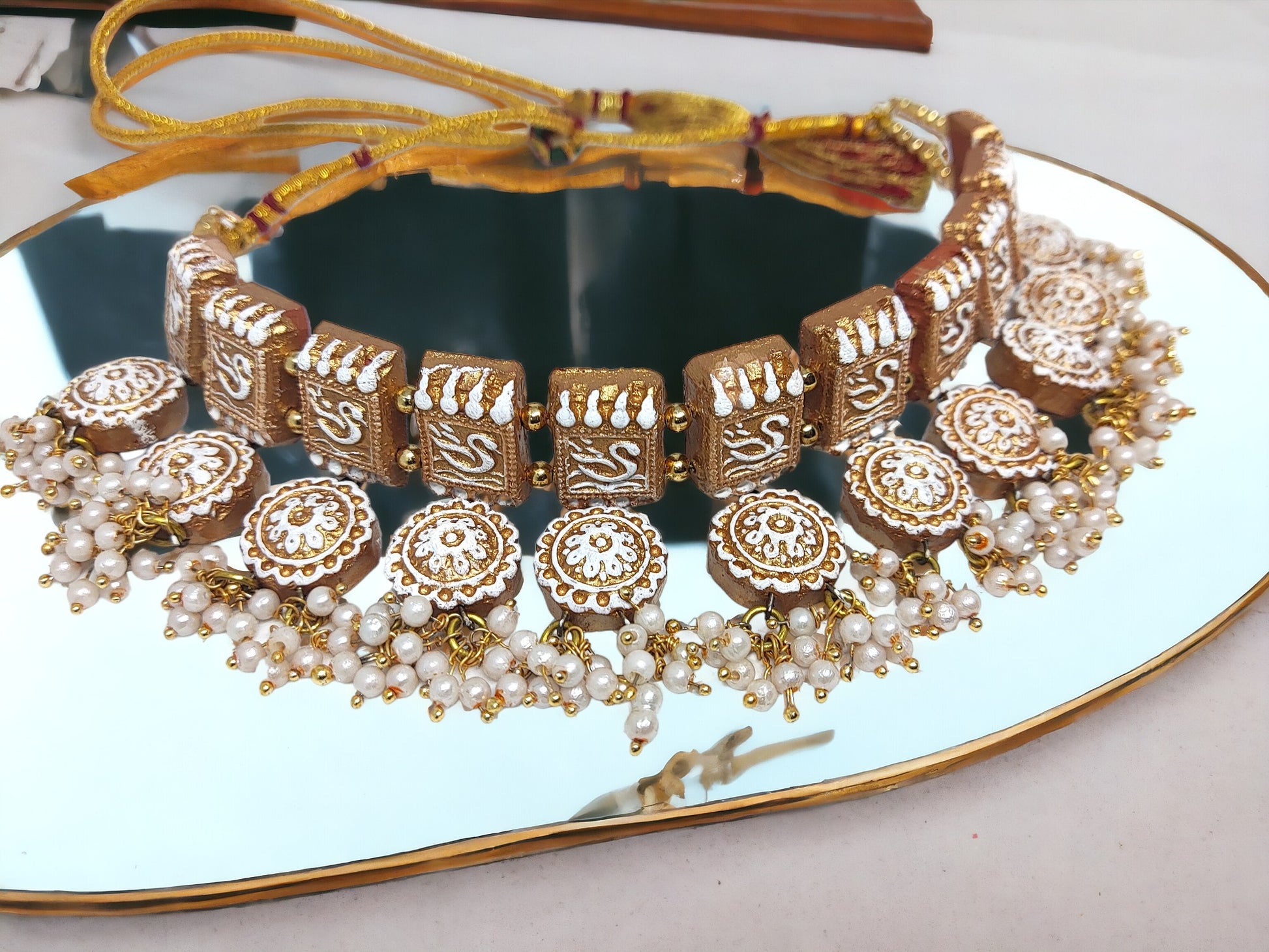 Handmade terracotta choker jewelry set for women