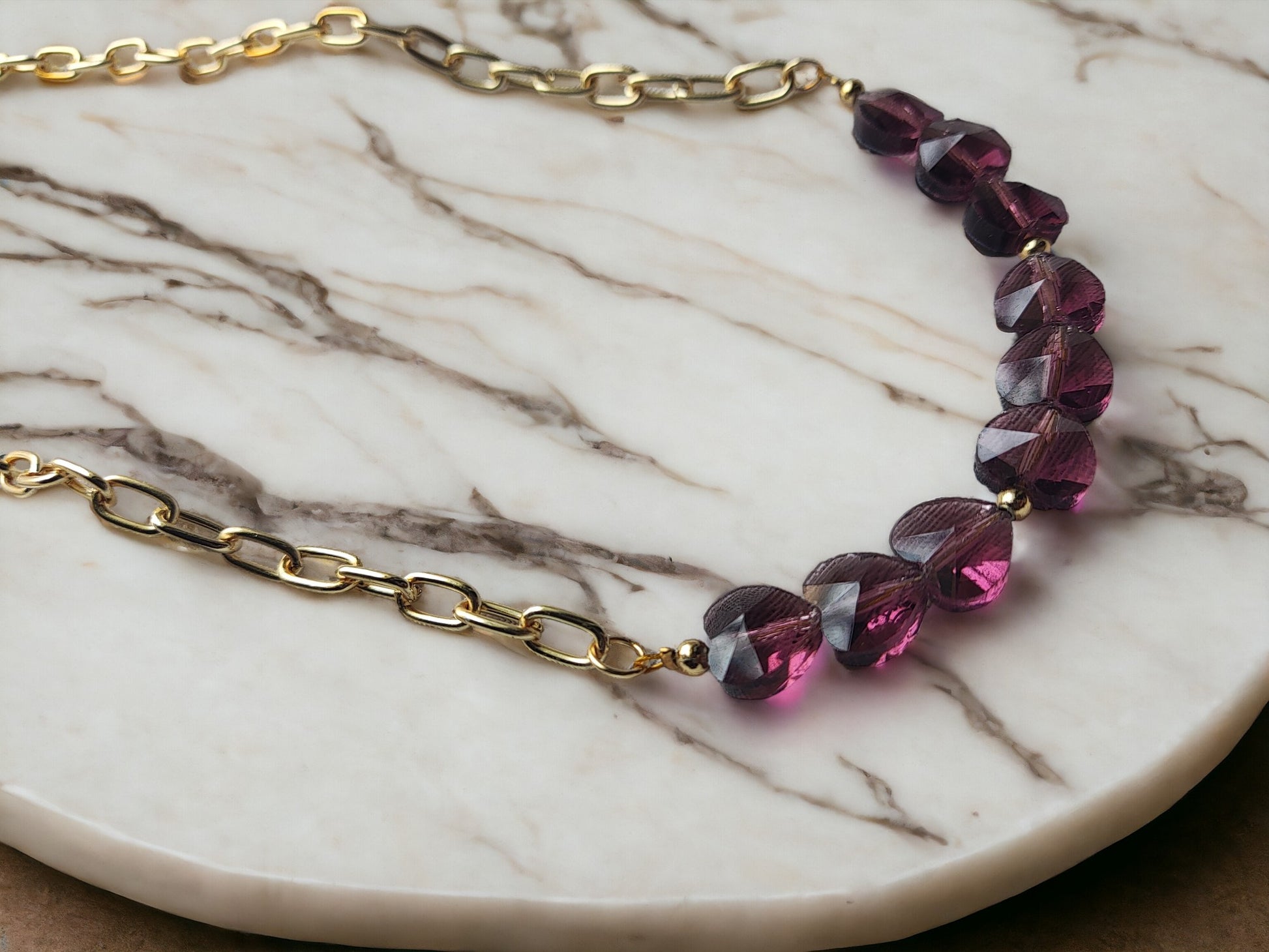 Heart Motifs crystal chain For daily wear Easy to carry Can be pair with ethnic as well as western outfit Simple and elegant set