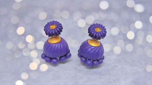 Lavender color Flower Terracotta Earring