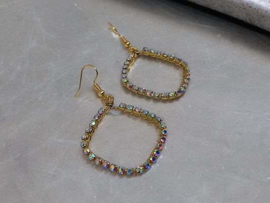 Annika square beaded earrings from Anusangi Collections with colorful beads and gold-tone hooks