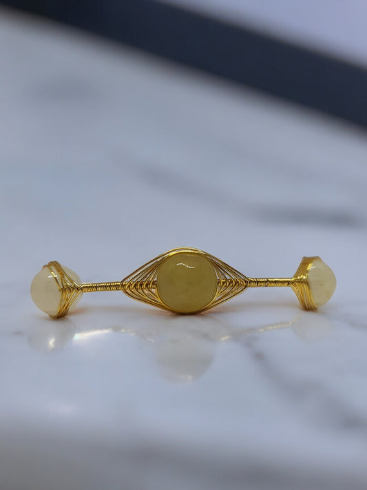 Daisy Wire Wrap Bracelet for women by Anusangi Collections featuring gold wire and yellow stones