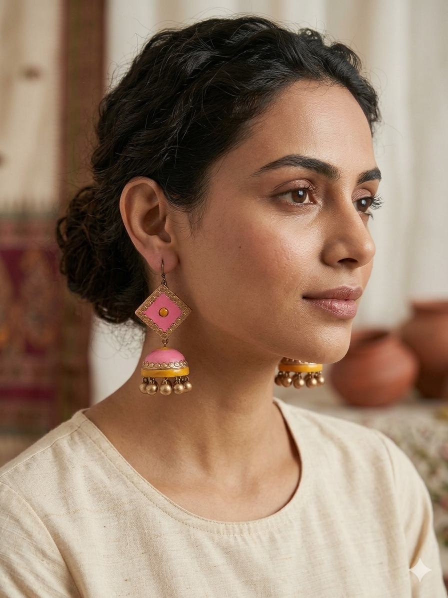 Gulabo Dangle Earrings - Terracotta for Elegant Looks and Unique Style